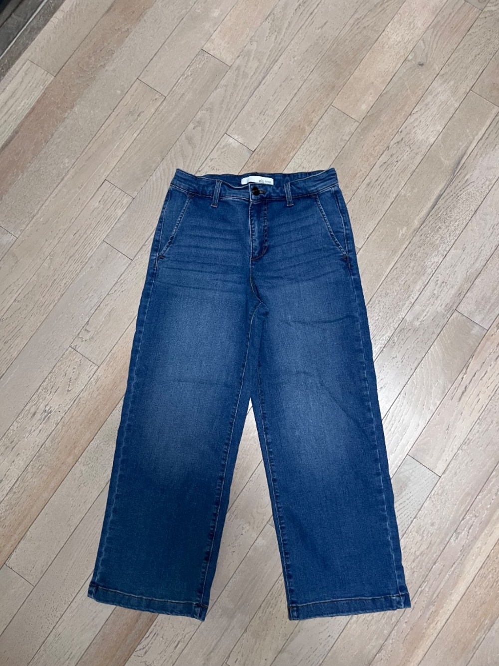 Ella Moss Womens Size 4 Wide Leg Cropped Trouser Jeans Blue Denim High Rise Stre